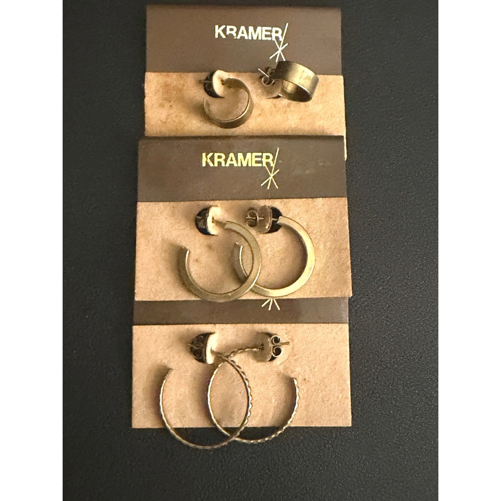 Vintage Kramer Hoop Earrings Lot Bronze Tone